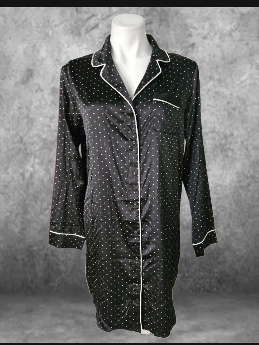 GILLIGAN & O'MALLEY SLEEPWEAR -  POLKA DOT- SLIKY PAJAMA Long TOP